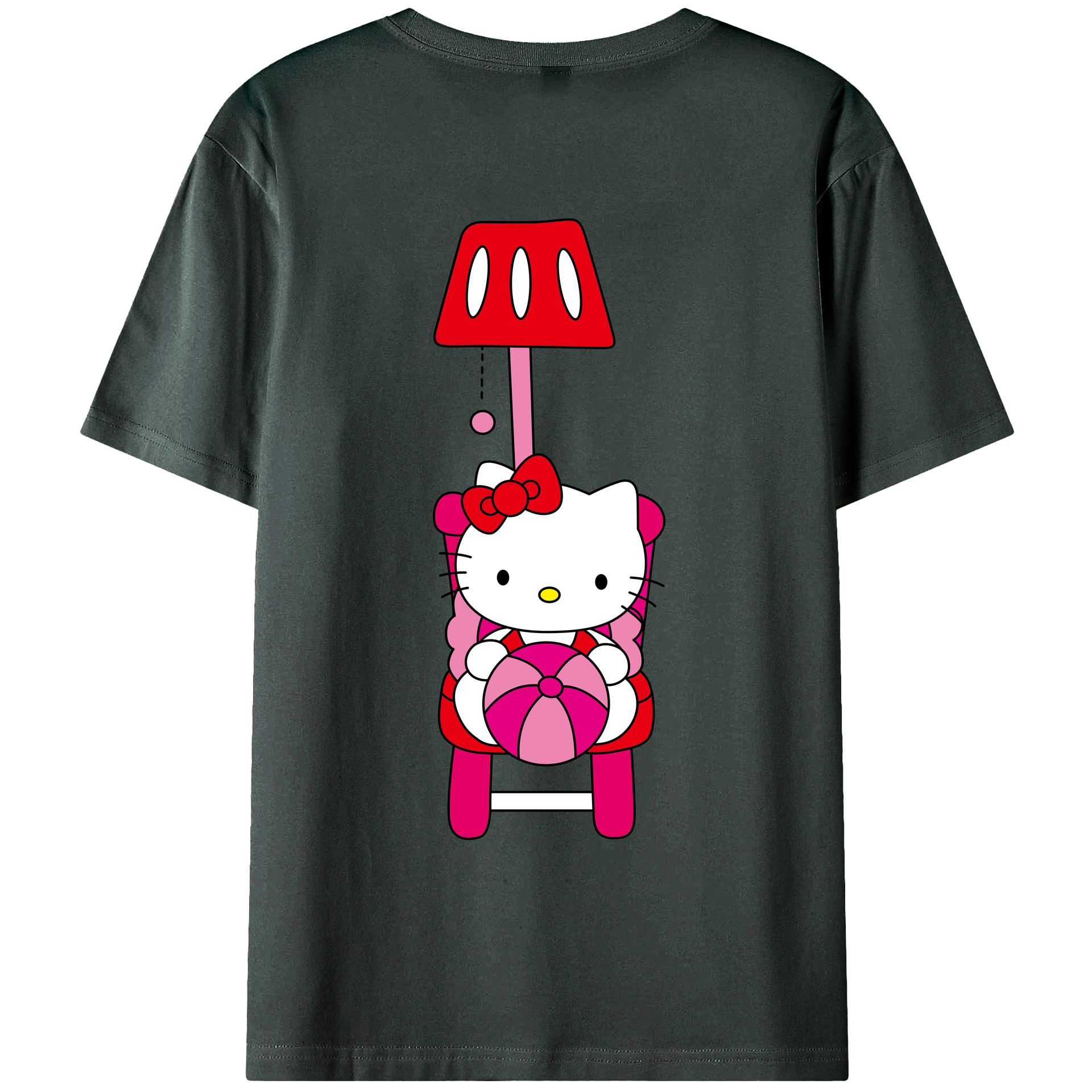 （画像用） Hello Kitty ハローキティ 綿100％ メンズ半袖Tシャツ（バックプリント） 通気性